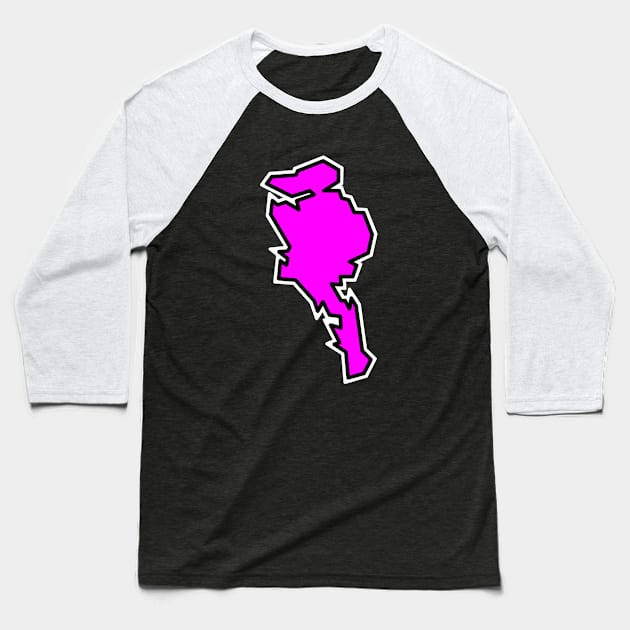 Simple Quadra Island in Pink Magenta - Bright Silhouette - Quadra Island Baseball T-Shirt by City of Islands
